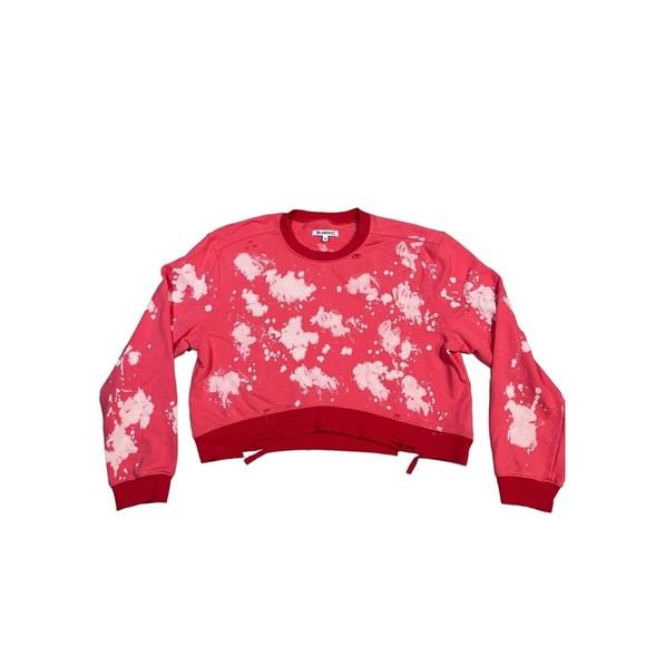 BLANKNYC  Bleached Crop Sweatshirt Women Size‎ Medium Coral Distressed Destroyed - Picture 6 of 10